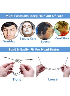 bodbop XINGZHE bodbop XINGZHE Hair Bands Men 2 Pcs Metal Headbands Men Hair Band Fashion Headband For Women's Sports Hairband Unisex Head Band Hair Hoop With Elastic Non Slip Wavy Teeth, Black  - Image 5