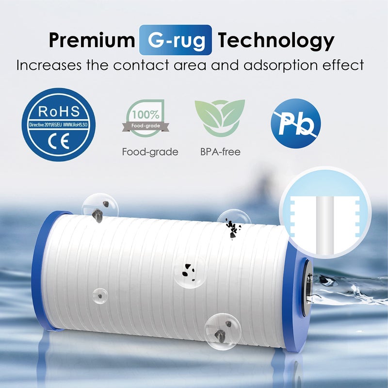 Waterdrop AP810 Whole House Water Filter, Replacement for 3MÂ® Aqua-PureÂ® AP810, AP801, AP811, WhirlpoolÂ® WHKF-GD25BB, WHKF-DWHBB, 5 Micron, 10" x 4.5", Well & Tap Water Filter, Pack of 3 - Image 5