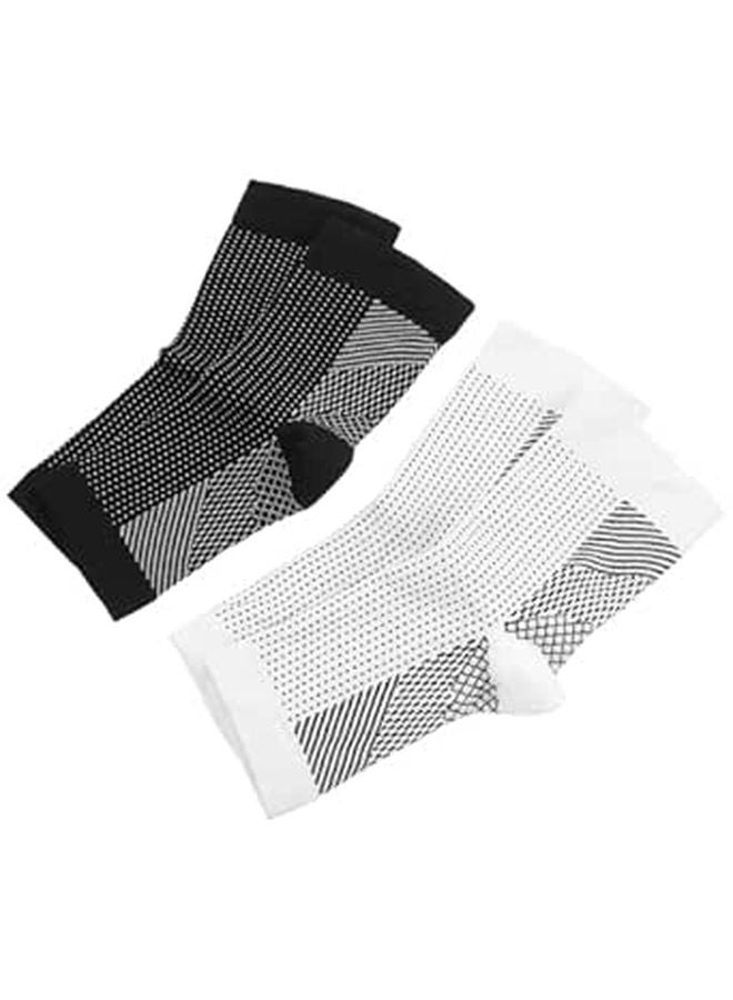 Ankle Support Brace Compression Sleeves 4 Pack Black White L XL for Sports Injury Protection - Image 1