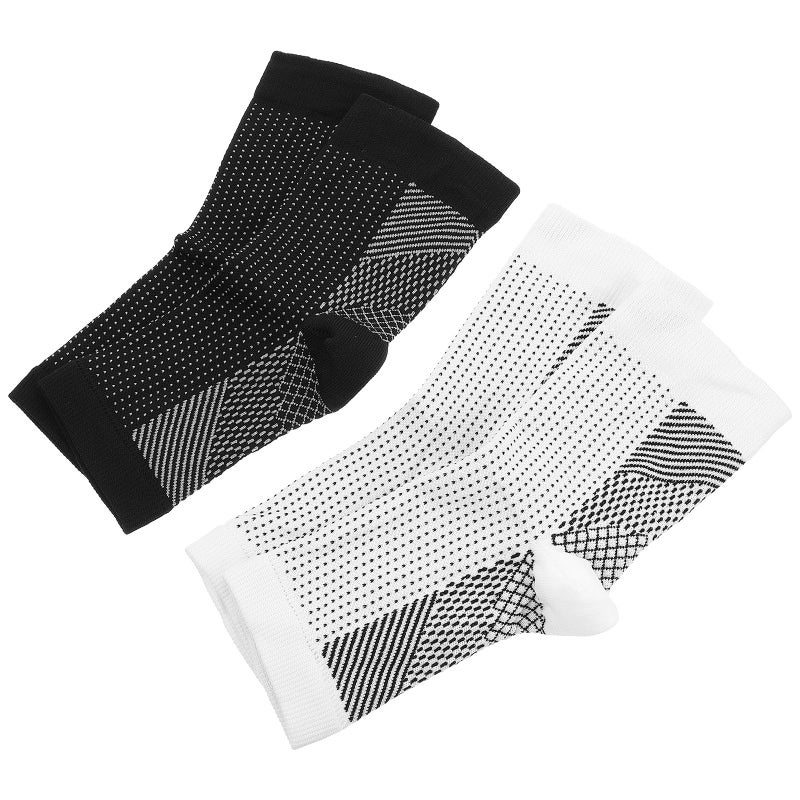 Ankle Support Brace Compression Sleeves 4 Pack Black White L XL for Sports Injury Protection - Image 2