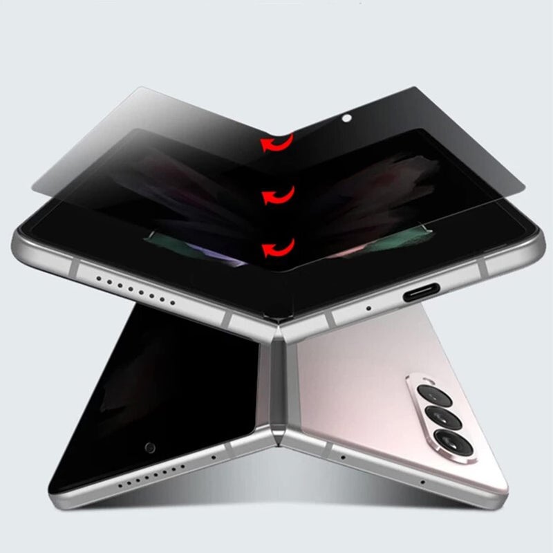 لاكيون (2 قطعة) واقي شاشة الخصوصية متوافق مع Samsung Galaxy Z Fold 5 (شاشة داخلية + شاشة أمامية) فيلم هيدروجيل ناعم خالٍ من الفقاعات (مضاد للتجسس) - Image 3