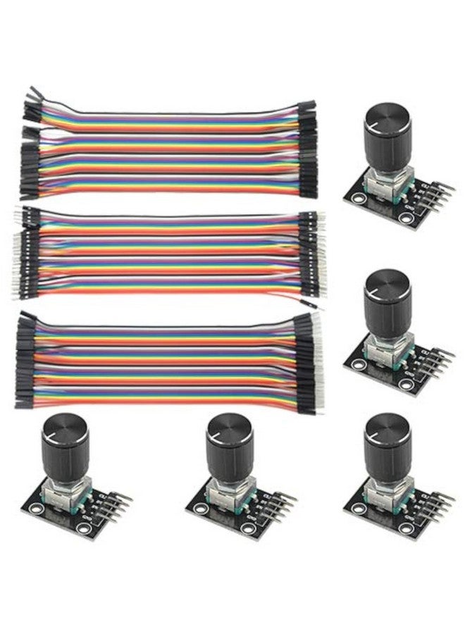 WMYCONGCONG WMYCONGCONG 5 PCS KY-040 Rotary Encoder Module Brick Sensor Board with 120 PCS Multicolored Breadboard Jumper Wires Ribbon Cables Kit  - Image 1