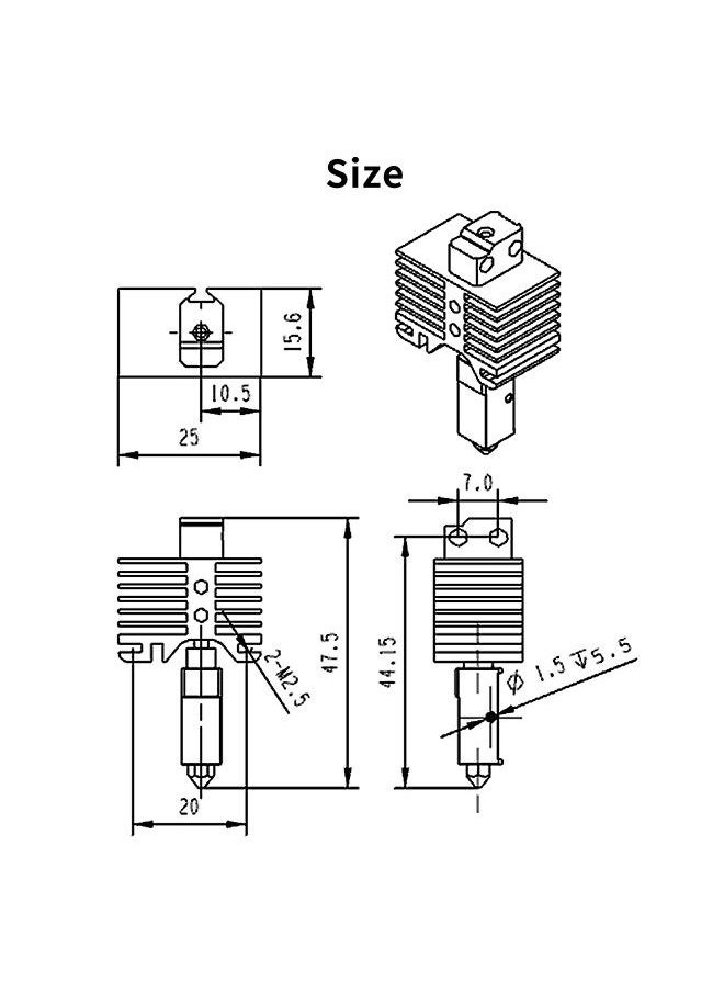 Generic Upgraded Hotend Kit with Plated Copper Heater Block Heatbreak High Temperature 300℃ with 1 Extra Hardened Steel Nozzle Compatible with Bambu Lab X1 Carbom Combo P1P 3D Printer  - Image 5