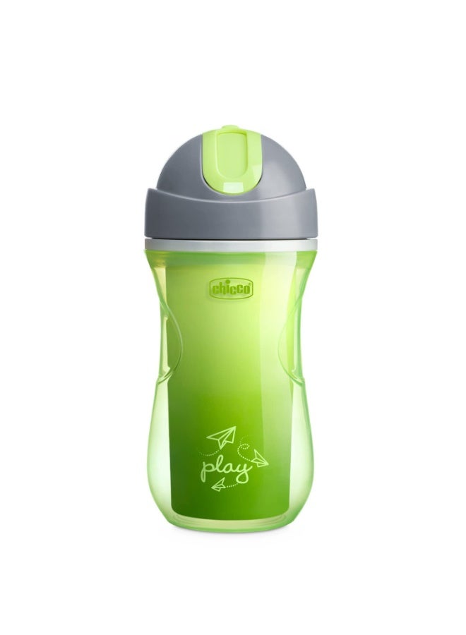 Chicco Sport Sipper Straw Cup for Kids, 266ml | Insulated bottle with Flexible Straw| Light weight | Green | 14 months to 2 years - Image 1