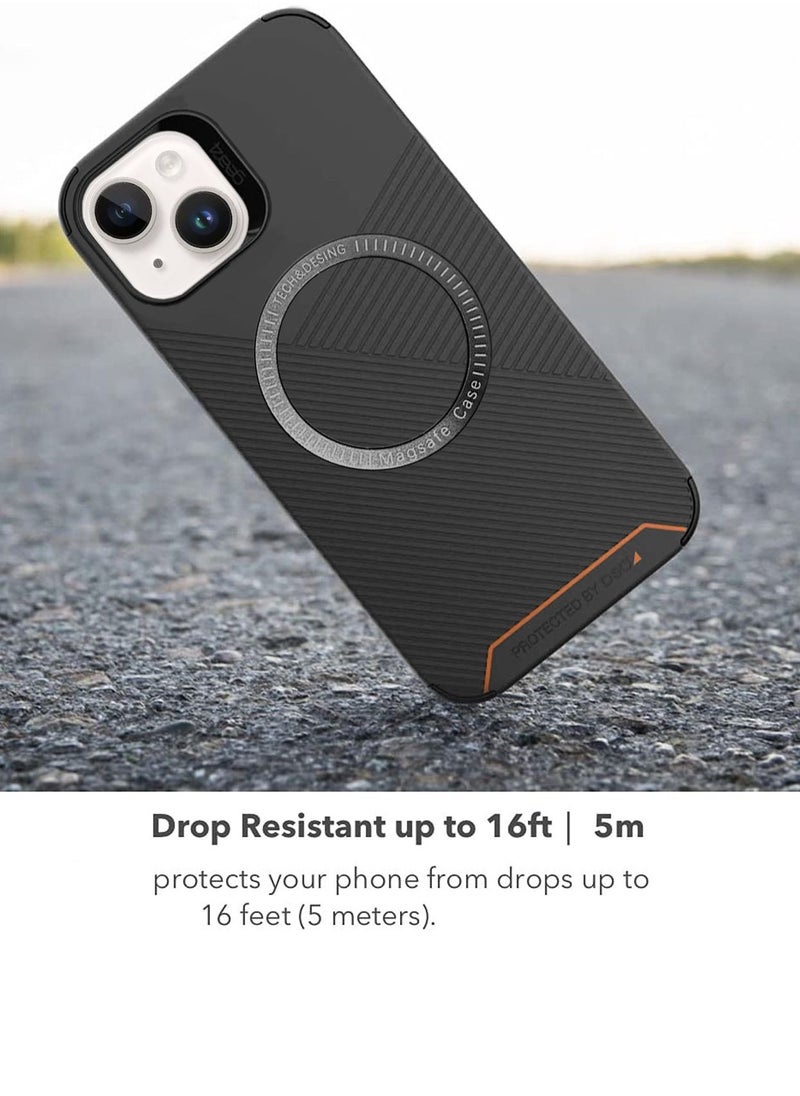 Gear4 - D3O NEO Hybrid Crystal Magnetic Case Cover With MagSafe Wireless Charging Function And Magnetic Car Holder For Apple iPhone 15 Plus 6.7 Inch Black - Image 1
