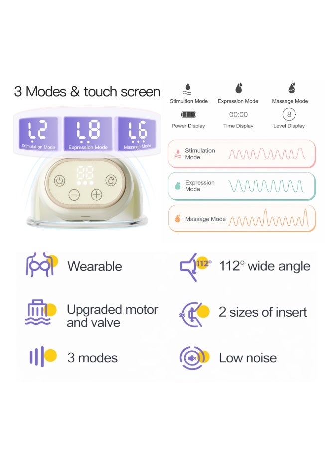 Phanpy E-Joy S2 Double Wearable Intelligent Electric Breast Pump, Hands-Free, 3 Modes 8 Levels, 18/20 mm Inserts, 210 ml capacity - Image 5