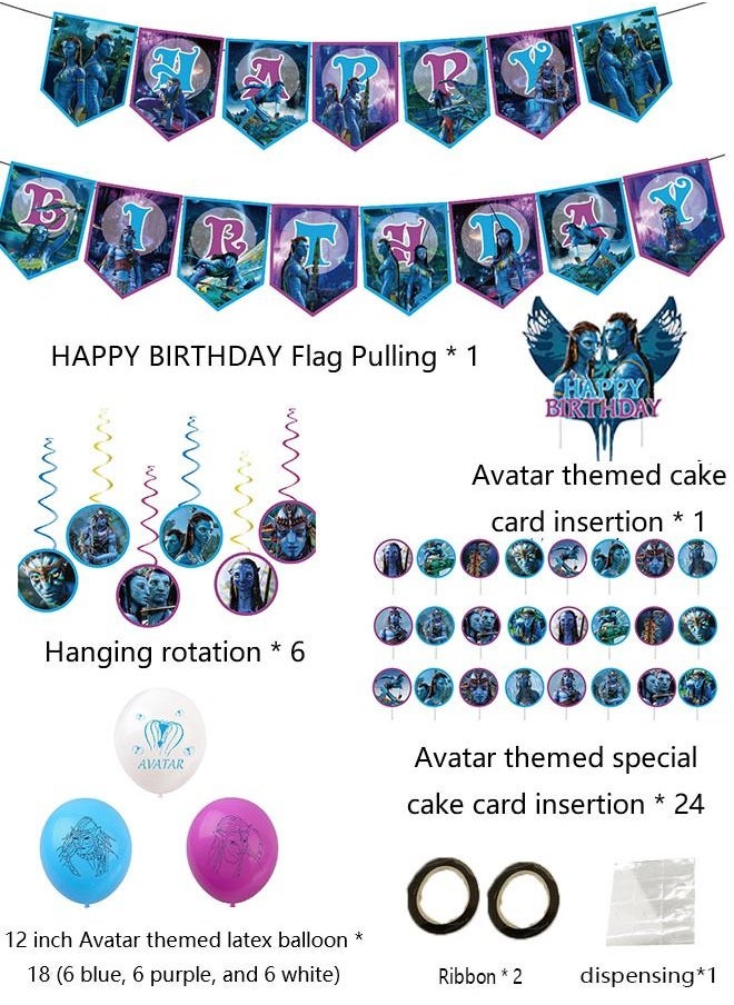 Ocean - 53 Pcs Avatar 2 Themed Birthday Party Decoration, Avatar Cake Toppers Cupcake Toppers, Avatar Balloon Birthday Party Decoration Cake Decorations for Avatar Birthday party Supplies - Image 1
