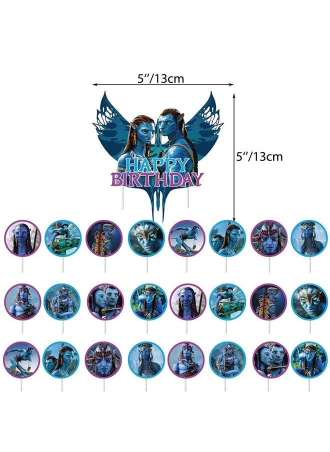 Ocean - 53 Pcs Avatar 2 Themed Birthday Party Decoration, Avatar Cake Toppers Cupcake Toppers, Avatar Balloon Birthday Party Decoration Cake Decorations for Avatar Birthday party Supplies - Image 1