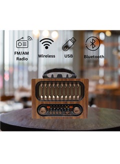 Beauenty Portable Vintage Decor Radio Retro Bluetooth Speaker FM/AM/SW Old Fashion Classic Style Adjustable Antenna Rechargeable Battery Powered for Outdoor Picnic Beach Camping Supports TF Card USB  - Image 3