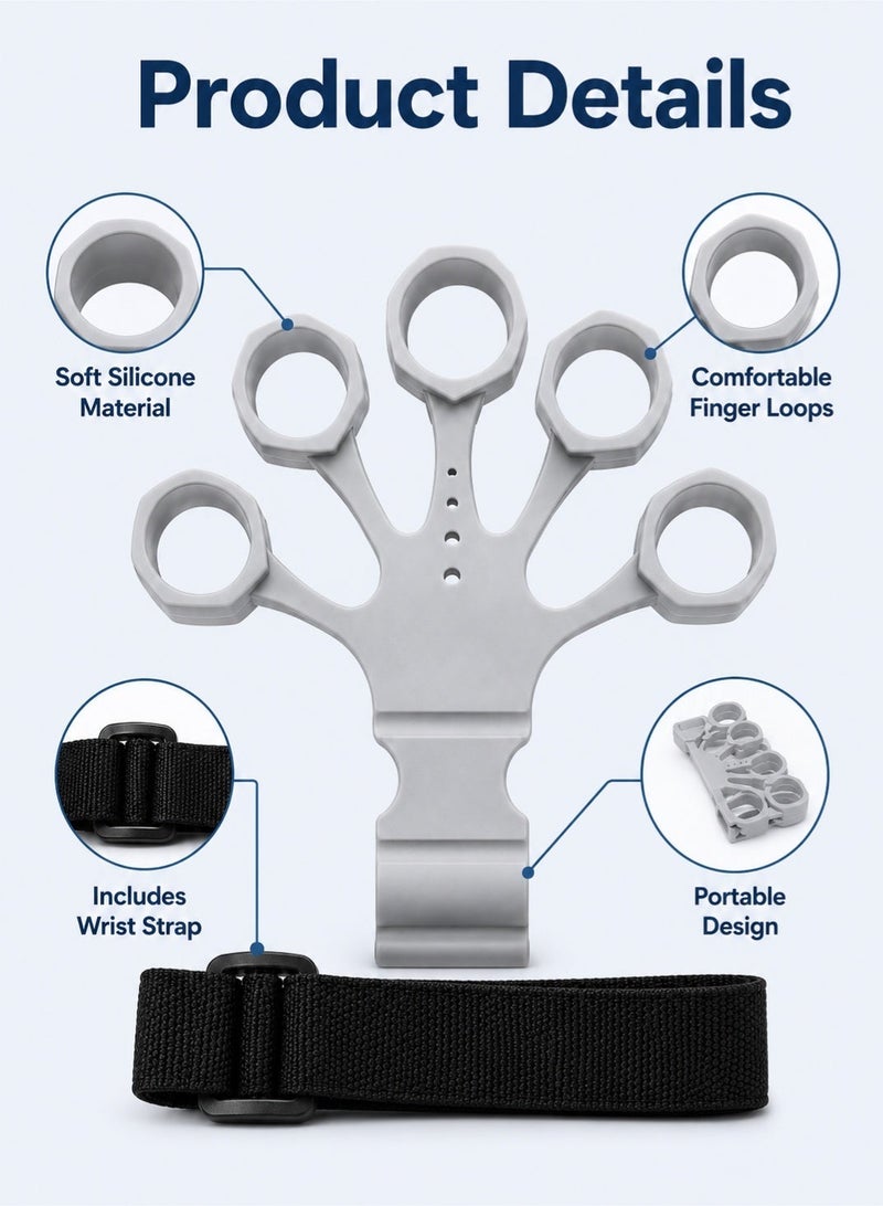 Leoxol Finger Exerciser | Silicone Hand Grip Trainer With Wrist Strap | 3 Resistance Level Finger Stretcher For Hand Strength Grip Training Fitness And Recovery - Image 3