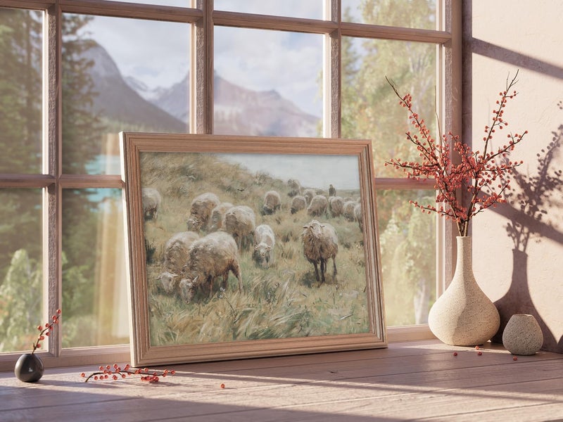 Kizbok Vintage Wall Art  Vintage Art Prints for Wall Decor Farmhouse Wall Art Sheep Canvas Painting  Vintage Wall Pictures for Gallery Kitchen Wall Decor  Bathroom Decor Wall Art(8"" x 10""-UNFRAMED) - Image 4