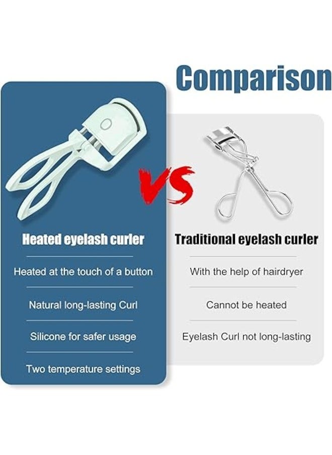 Kimaya - Green Thermal Eyelash Curler, Rechargeable Thermal Eyelash Curler with 2 Temperature Modes for Fast, Long-Lasting Natural Curling - Image 1