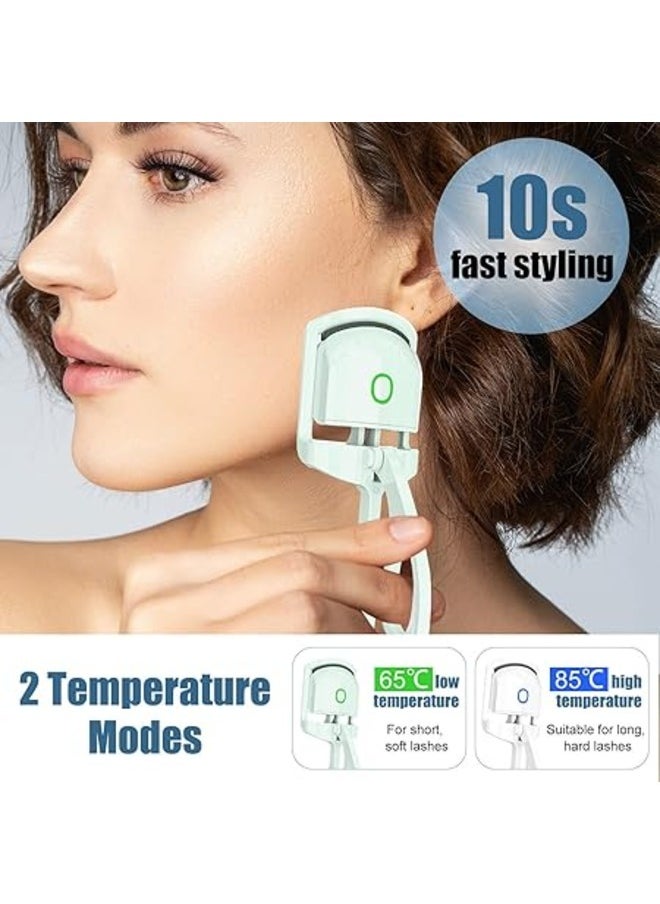 Kimaya - Green Thermal Eyelash Curler, Rechargeable Thermal Eyelash Curler with 2 Temperature Modes for Fast, Long-Lasting Natural Curling - Image 1