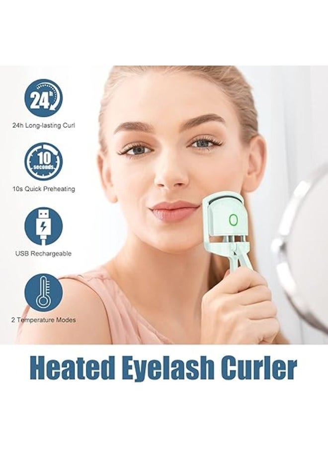 Kimaya - Green Thermal Eyelash Curler, Rechargeable Thermal Eyelash Curler with 2 Temperature Modes for Fast, Long-Lasting Natural Curling - Image 1