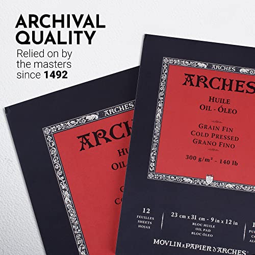 Arches Huile Oil Pad, Cold Pressed, 140lb/300gsm, 12 Sheet, 9x12 inch, Arches Oil Paper 100% Cotton - Image 5