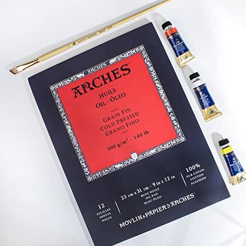 Arches Huile Oil Pad, Cold Pressed, 140lb/300gsm, 12 Sheet, 9x12 inch, Arches Oil Paper 100% Cotton - Image 2