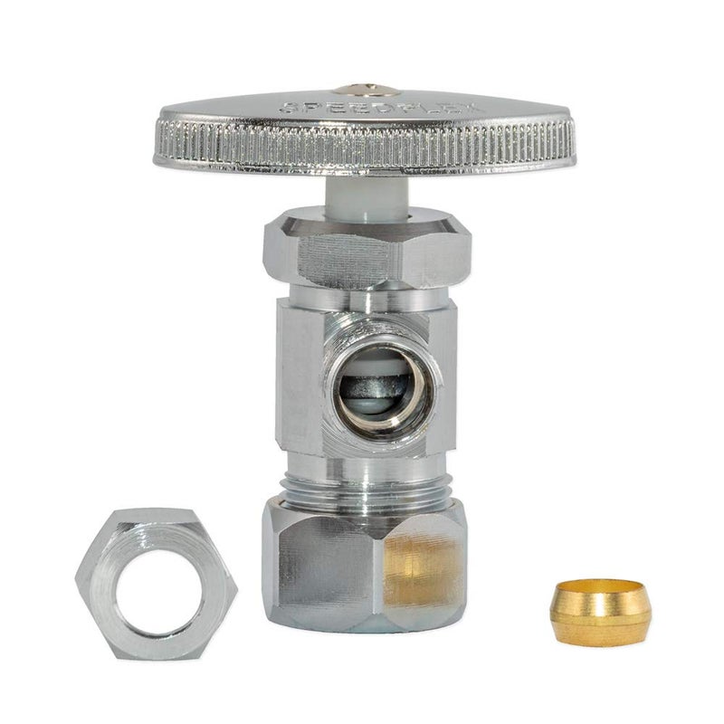 Eastman 3/8 Inch OD Compression x 5/8 Inch OD Compression Multi-Turn Angle Stop Valve, Brass Plumbing Fitting, Chrome, 04348LF - Image 2