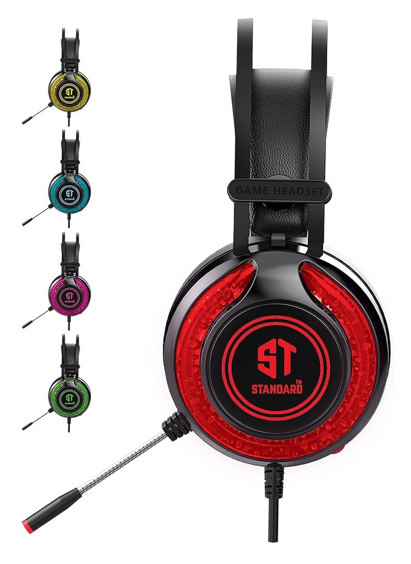 Standard - Headphone Gaming Stereo Headphone STANDARD GM-06 with 7.1 Surround Sound- usb socket with luminous bubbles 7 color Works with gaming consoles,ps4,ps5  computers - Image 1