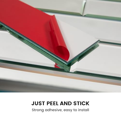 Adedeo Peel and Stick Beveled Mirror Glass Subway Tile Sliver 3 x 12 Inch for Kitchen Backsplash Bathroom Wall （20 Pcs） - Image 4