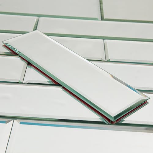 Adedeo Peel and Stick Beveled Mirror Glass Subway Tile Sliver 3 x 12 Inch for Kitchen Backsplash Bathroom Wall （20 Pcs） - Image 1