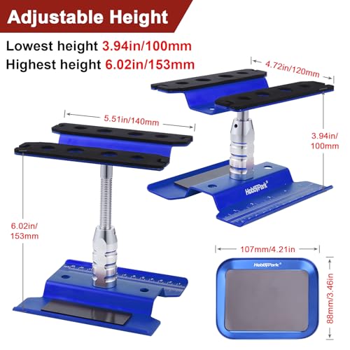 Hobbypark Aluminum RC Car Work Stand Repair Workstation 360 Degree Rotation LiftLower wScrew Tray for 110 112 116 Scale Car Truck Buggy Navy Blue with Screw Tray - Image 5