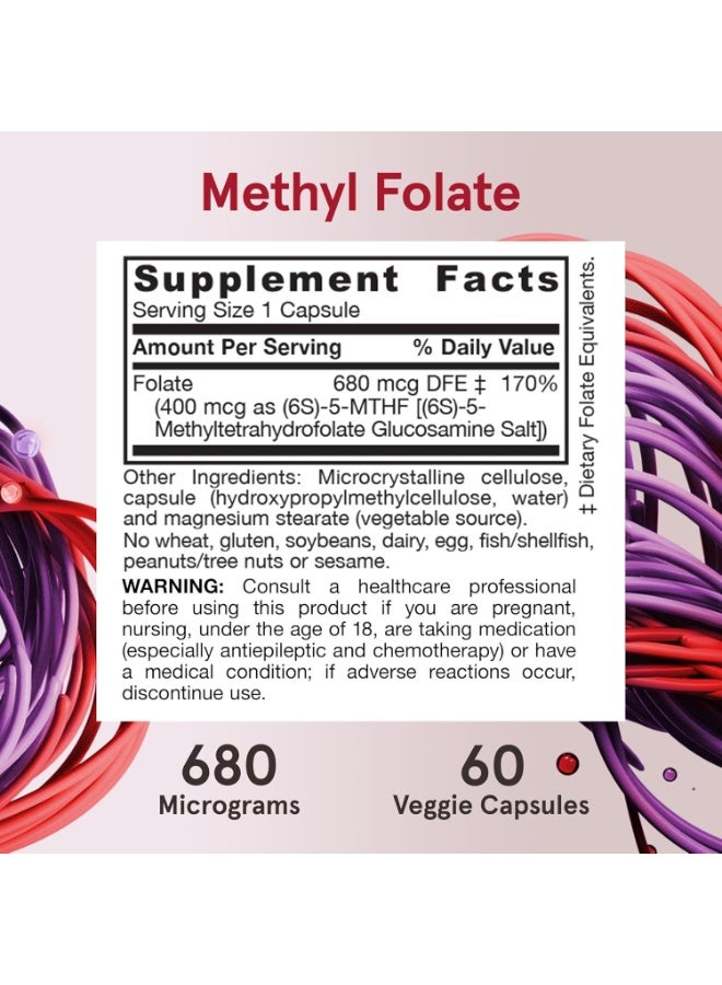 jarrow formulas Vegan Methyl Folate Extra Strength 400 mcg, 60 Veggie Capsules - Image 4