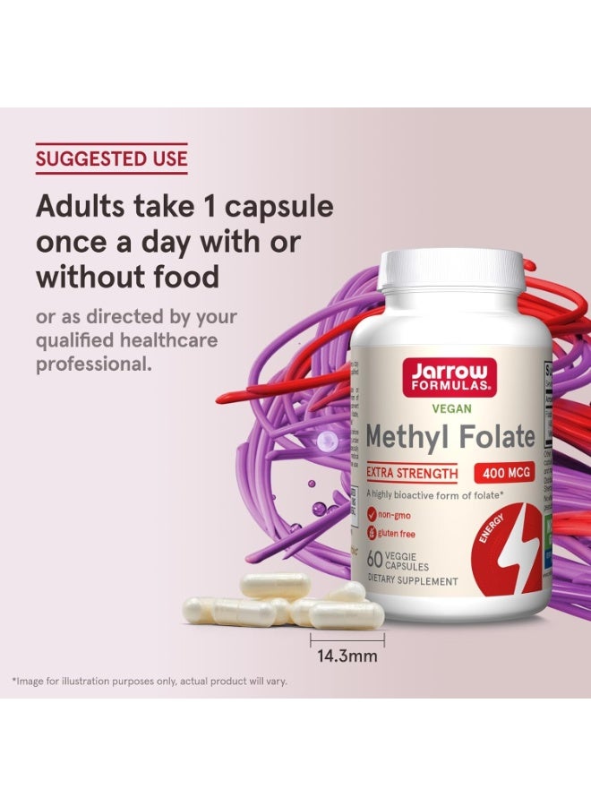 jarrow formulas Vegan Methyl Folate Extra Strength 400 mcg, 60 Veggie Capsules - Image 5