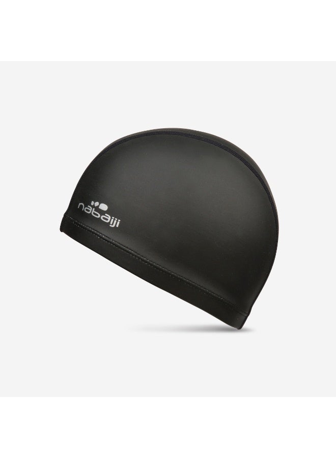 نابايجي قبعة سباحة شبكية مطلية - قبعة سباحة قابلة للتنفس كبيرة الحجم مع نسيج أسود عادي لحماية الشعر - Image 1