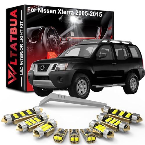 WLTATBUA LED Interior Light Kit Package Replacement for Nissan Xterra 2005-2008 2009 2010 2011 2012 2013 2014 2015, Super Bright 6000K White License Plate Bulbs + Install Tool - Image 1