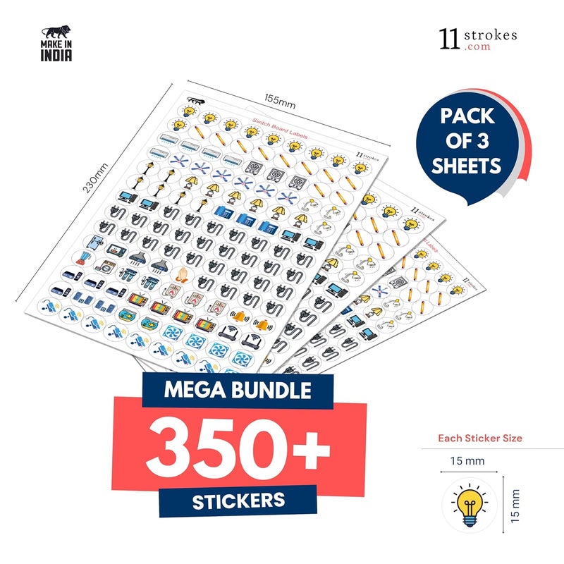 11 Strokes 11 ملصقات لوحة المفاتيح المنزلية 3 أوراق ملصقات لاصقة ذاتيًا لأغطية لوحات المفاتيح الكهربائية ملصقات شفافة من الفينيل للمفاتيح ملصقات لمروحة الضوء ملصقات لوحة المفاتيح 229 سم - Image 2