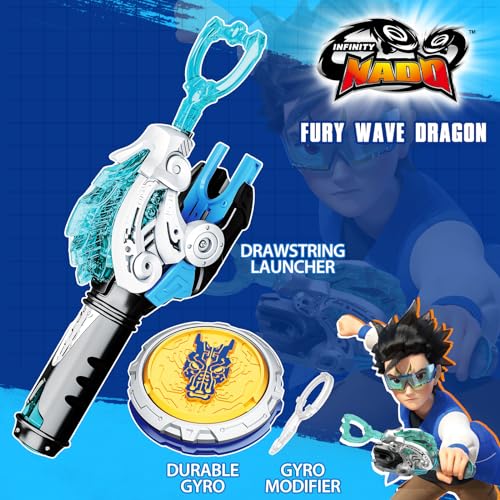 INFINITY NADO Battling Toys Battle Set with Spinning Top String Launcher Metal Brust Gyro Kids Gifts for Boys and Girls Age 5 Dragon - Image 5