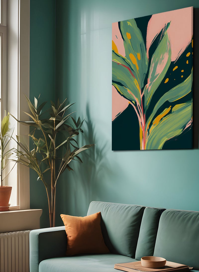 لوحة كانفاس على إطار خشبي بتصميم نبات - Image 1