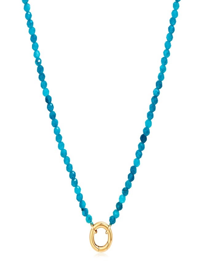 FAMARINE Colorful Stone Choker Necklace for Women Trendy Dainty Beaded Necklace Beach Waterproof Jewelry Natural Stone Gifts, Brass, No Gemstone - Image 1