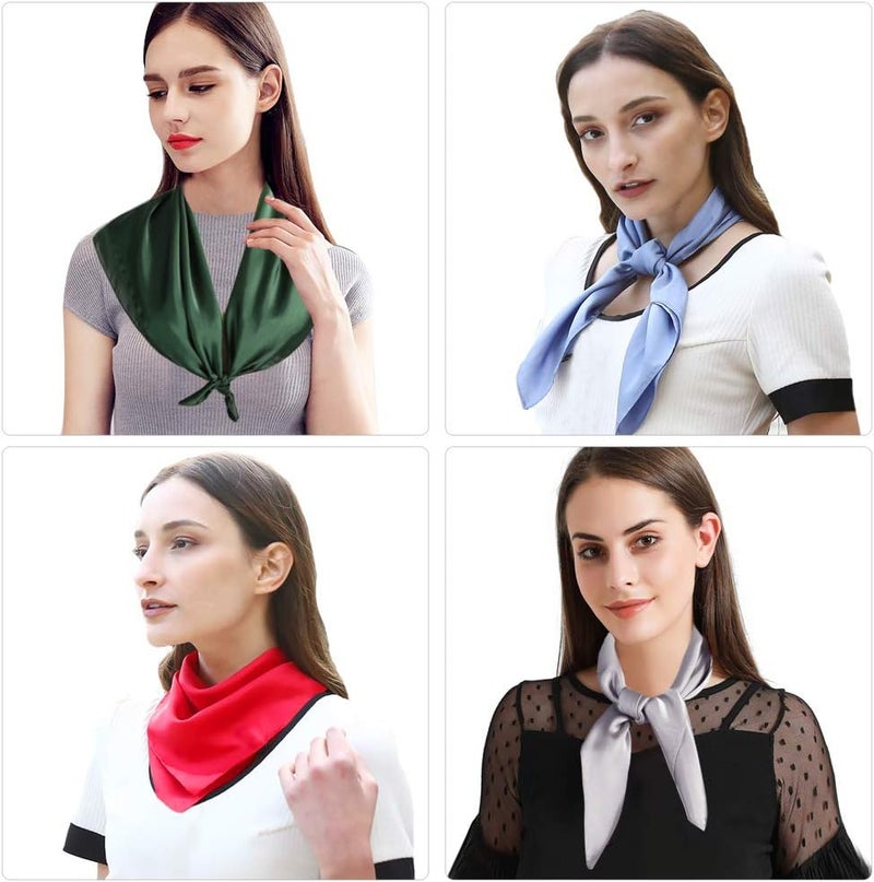 AOLIGE Scarf Satin Square Neck hair scarfs for Women 27" x 27" - Image 4