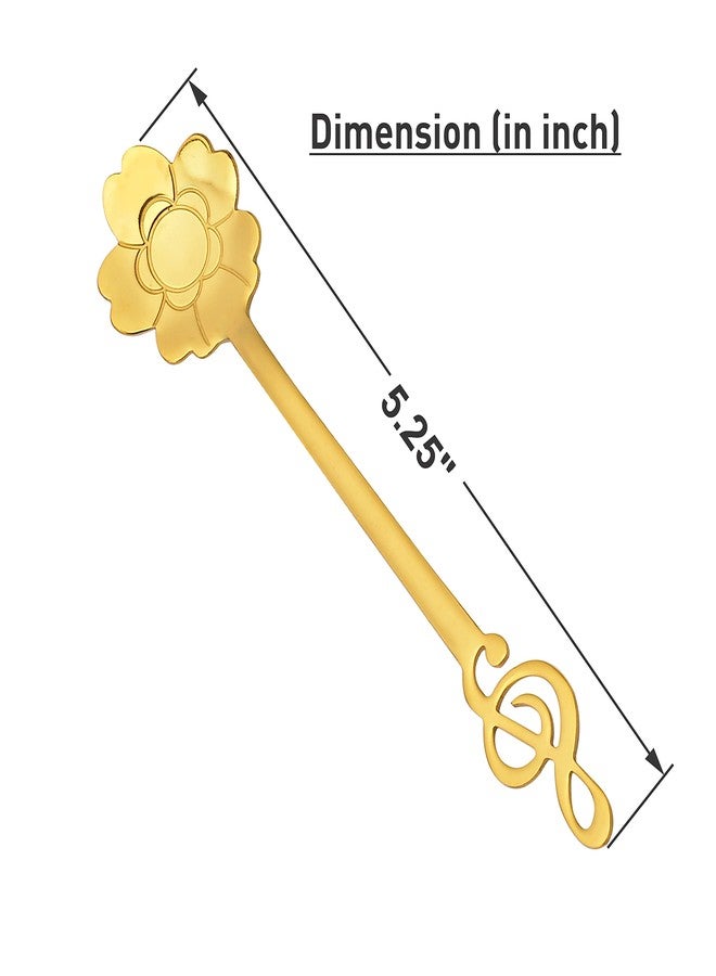 Twinster (Pack Of 6) 5.25 Inches Golden Designer Orchid Flower Spoon/ Coffee Spoon/Cutlery Kitchen Table Ware /Mixing Spoon / Dessert Spoon Set To Make All Your Occasions Pleasant And A Perfect Gift Material For Your Loved Ones (Design 6) - Image 2