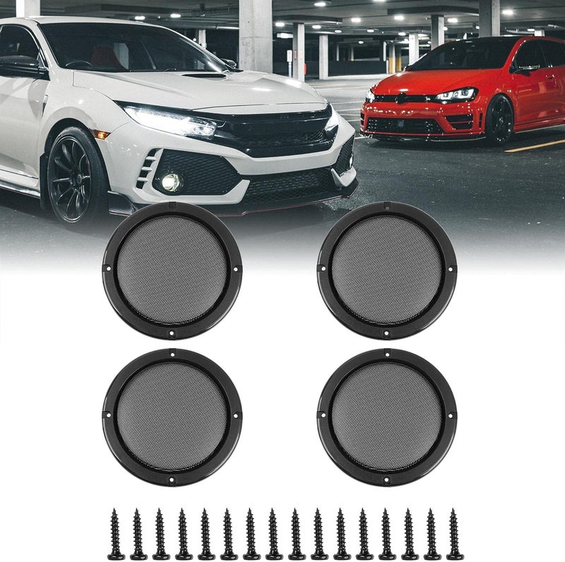Car 4pcs Cover 5" Mesh Protector Car Speaker Cover Woofer Subwoofer Grill Black - Image 2