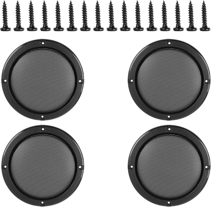 Car 4pcs Cover 5" Mesh Protector Car Speaker Cover Woofer Subwoofer Grill Black - Image 1