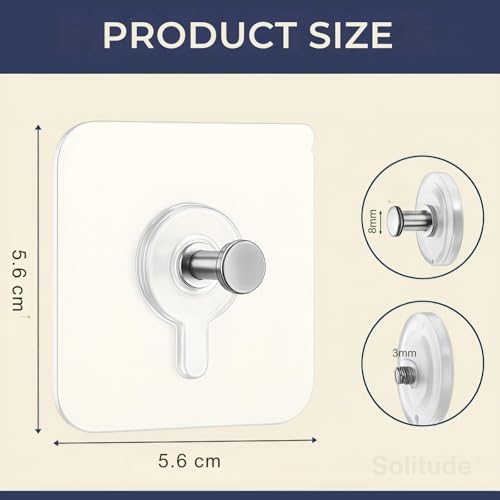Solitude 20 Pcs Self Adhesive Wall Picture Photo Frame Clock Hangers Without Nails Wall Hooks Heavy Duty Strong Nail Free wall Hook for Hanging Wall Clock/Kitchen Accessories Items - Image 2