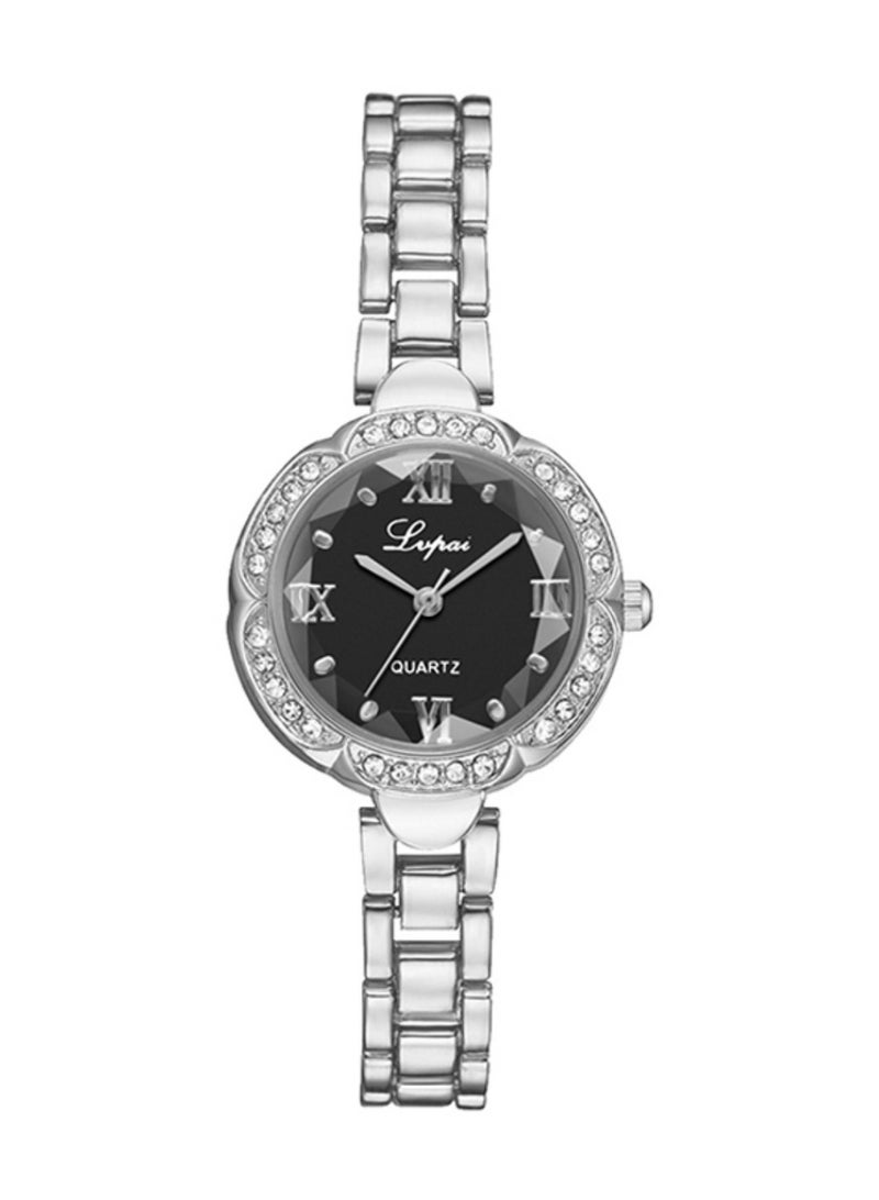 Lvpai Women's Stone Studded Analog Watch With Bracelet Set Lady Watches with Bracelet Set, Analogue Quartz Diamond Watches with Stainless Steel Strap, Lady Rhinestone Wrist Watch  - Image 2