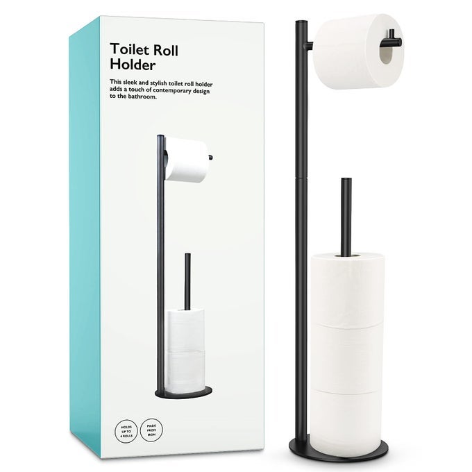 TOILET PAPER HOLDER STAND BATHROOM TOILET PAPER ROLL HOLDER STAND WITH RESERVE STANDING TOILET PAPER HOLDER WITH STORAGE