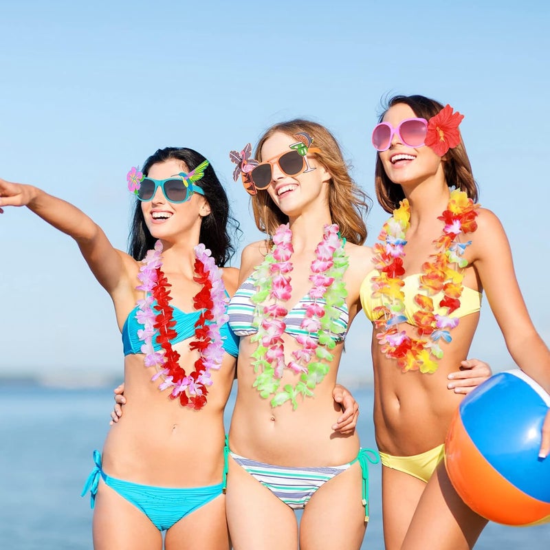Canlierr 16 Pcs Hawaiian Party Decorations Luau Party Sunglasses Hawaiian Leis Sunglasses Beach Glasses Luau Party Decorations Beach Tropical Birthday - Image 5