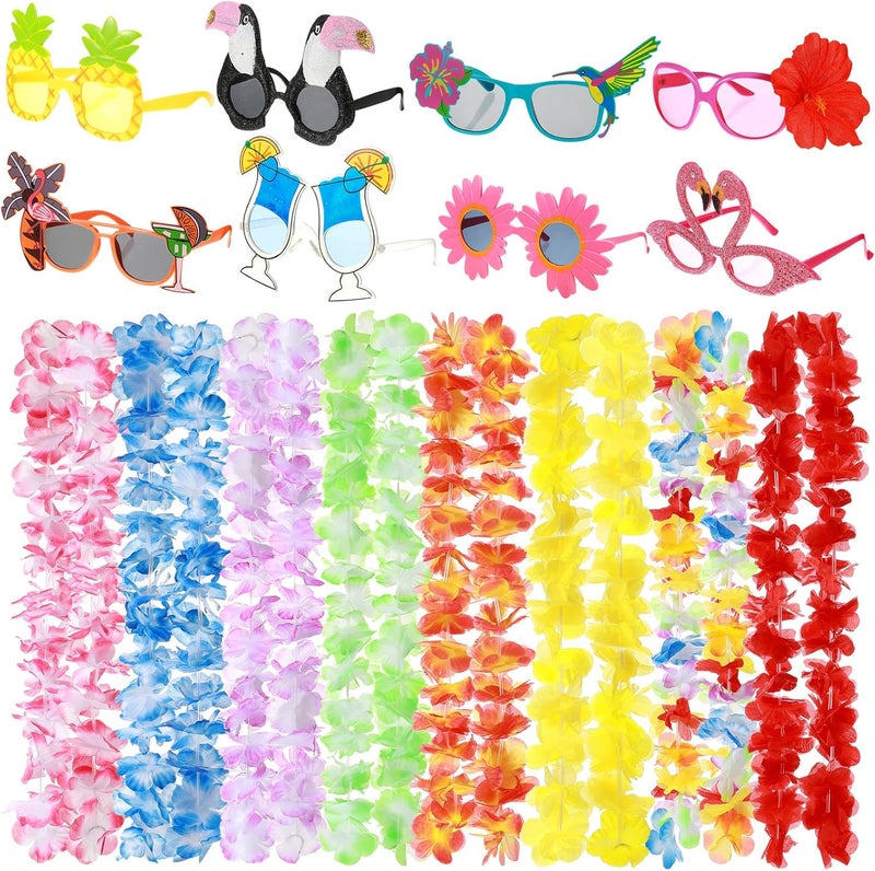 Canlierr 16 Pcs Hawaiian Party Decorations Luau Party Sunglasses Hawaiian Leis Sunglasses Beach Glasses Luau Party Decorations Beach Tropical Birthday - Image 1