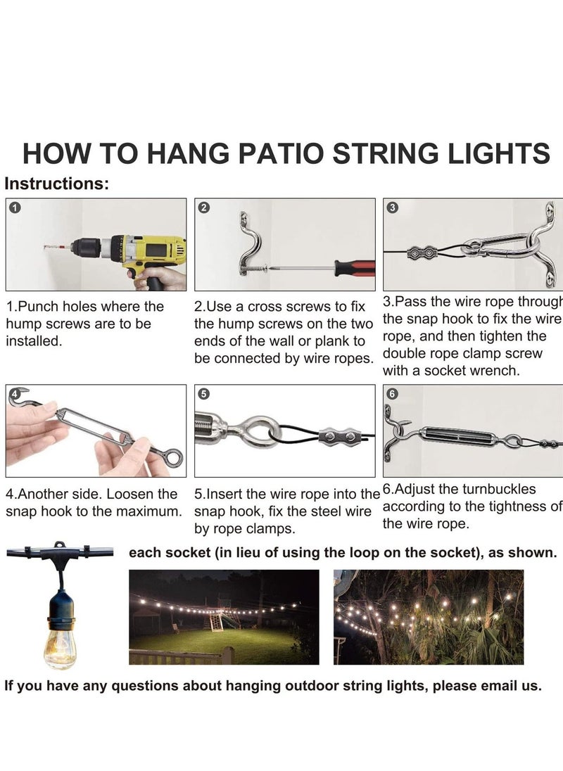String Light Hanging Kit with 170ft Coated Stainless Steel 304 Tension Wire Rope Outdoor Guide kit Lights Suspension  - Image 4