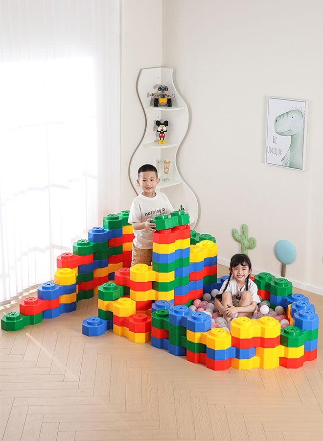 JSAITOYS 75pcs Large Plastic Block Toy DIY Ball Pit Super Size Construction Building Blocks for Children - Image 1
