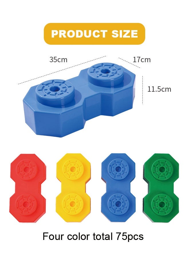 JSAITOYS 75pcs Large Plastic Block Toy DIY Ball Pit Super Size Construction Building Blocks for Children - Image 2
