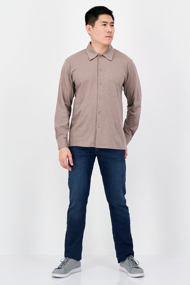 Aeropostale Men Regular Fit Solid Long Sleeve Casual Shirt, Grey - Image 4