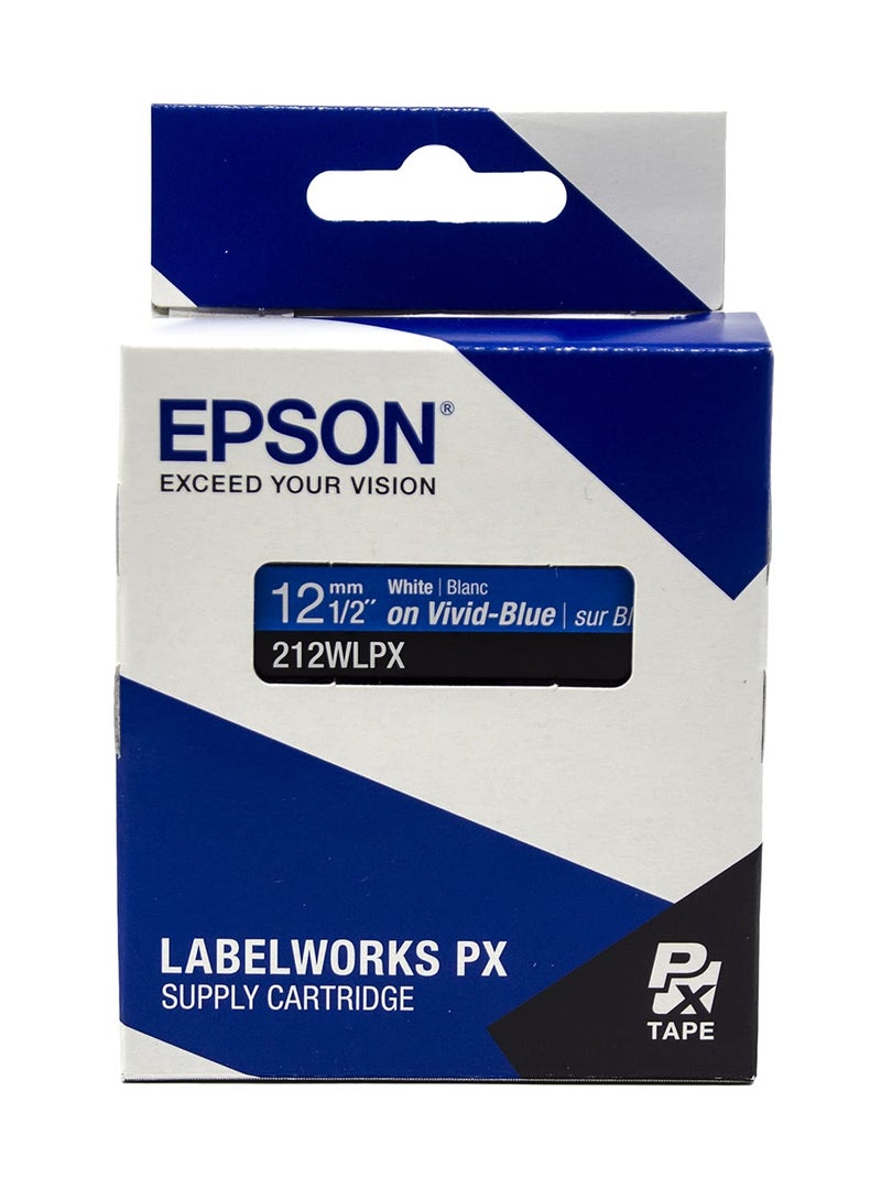 LABELWORKS Epson 212WLPX Genuine PET (Polyester) Tape Cartridge - White on Blue Label Maker Tape - 1/2" (12MM) Wide, 30' - Image 5