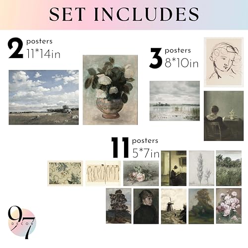 97 Decor LARGE 11x14 Vintage Wall Art Prints Farmhouse French Country Decor For Bedroom Botanical Posters Landscape Paintings Gallery Wall Prints For Home Unframed - Image 3