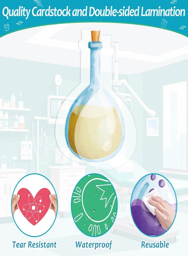Justforjoyful مجموعة Justforjoyful المكونة من 54 قطعة لتزيين لوحات الإعلانات العلمية، تتضمن قصاصات ورقية علمية لتزيين حواف لوحات الإعلانات في الفصول الدراسية، وقصاصات ورقية لمختبرات العلماء لتزيين الجدران، ولوازم العودة إلى المدرسة للمعلمين. - Image 3