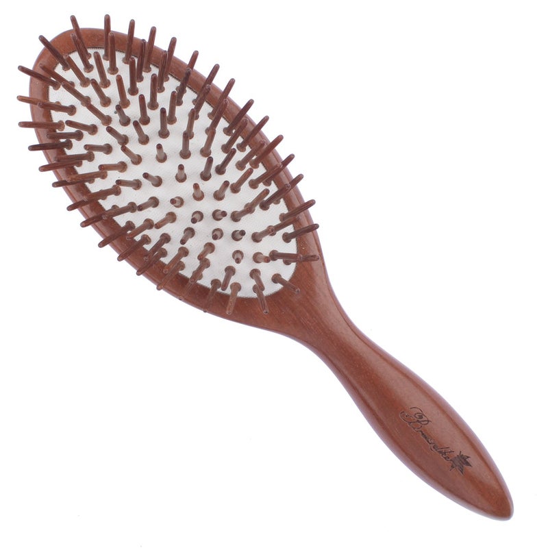 Breezelike Wood Hair Brush  Wooden Spindle Handle Detangling Massage Brush Handmade with Natural Red Sandalwood